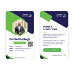 Green and Blue Simple Business Portrait Company ID Card 1